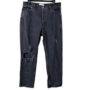 Abercrombie & Fitch The Dad High Rise Jean Distressed Black Sz 12 Streetwear 90s